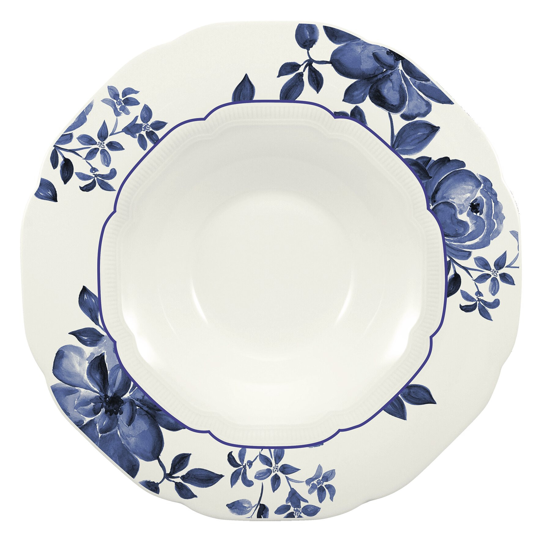 Floral Charm, Teller tief rund Fahne mit Relief ø 278 mm / 0,40 l blue